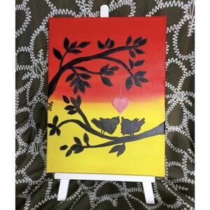 Birds At Sunset Acrylic Painting 9x12 Stretched Canvas Original Hand painted